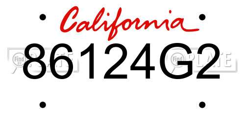 86124G2 California License Plate