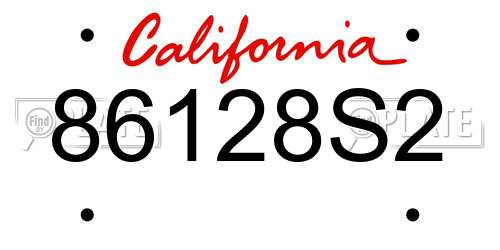 86128S2 California License Plate