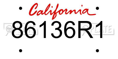 86136R1 California License Plate