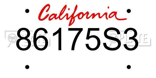 86175S3 California License Plate