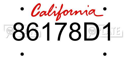 86178D1 California License Plate