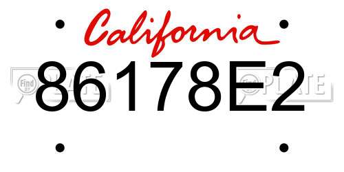 86178E2 California License Plate