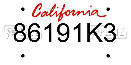 86191K3 California License Plate