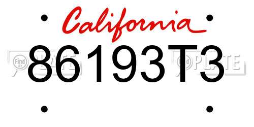 86193T3 California License Plate