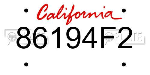 86194F2 California License Plate