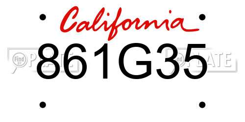 861G35 California License Plate