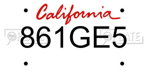 861GE5 California License Plate