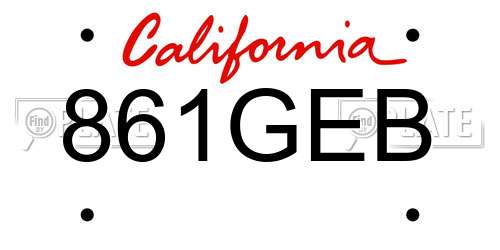 861GEB California License Plate