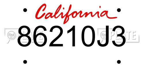 86210J3 California License Plate