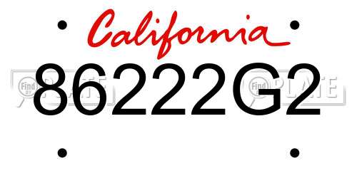 86222G2 California License Plate