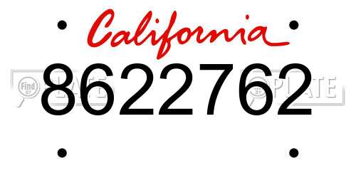 8622762 California License Plate