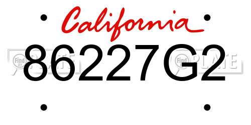 86227G2 California License Plate