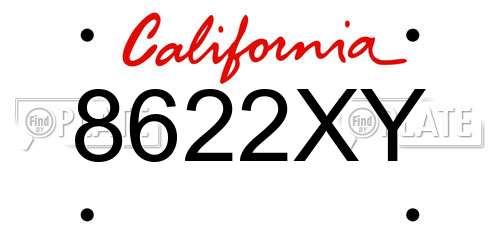 8622XY California License Plate