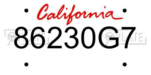 86230G7 California License Plate