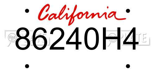 86240H4 California License Plate