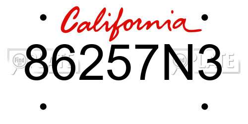86257N3 California License Plate