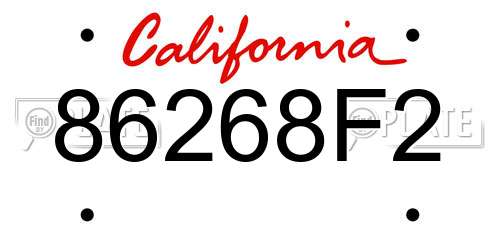 86268F2 California License Plate