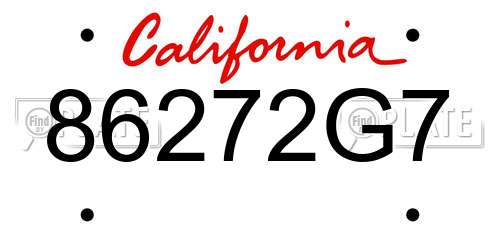 86272G7 California License Plate
