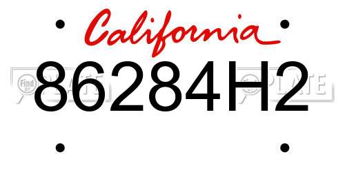 86284H2 California License Plate