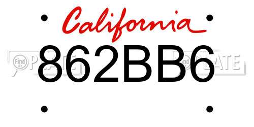 862BB6 California License Plate