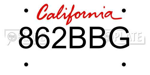 862BBG California License Plate
