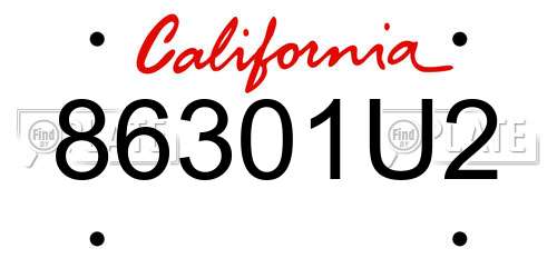 86301U2 California License Plate