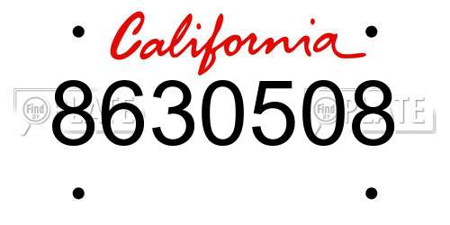 8630508 California License Plate