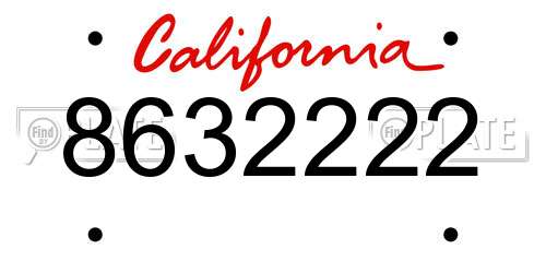 8632222 California License Plate