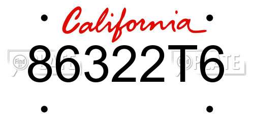 86322T6 California License Plate