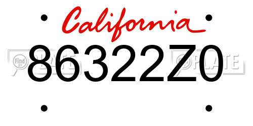 86322Z0 California License Plate