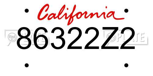86322Z2 California License Plate