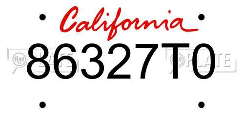 86327T0 California License Plate