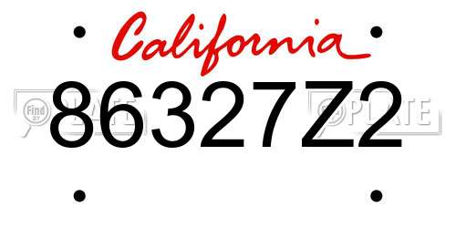 86327Z2 California License Plate