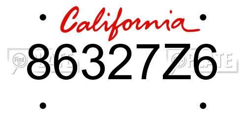 86327Z6 California License Plate