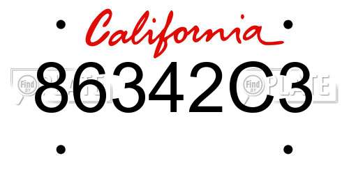86342C3 California License Plate