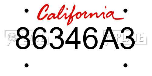 86346A3 California License Plate