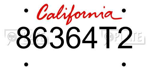86364T2 California License Plate