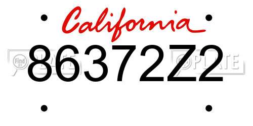 86372Z2 California License Plate