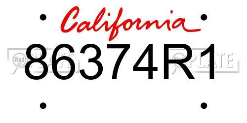 86374R1 California License Plate