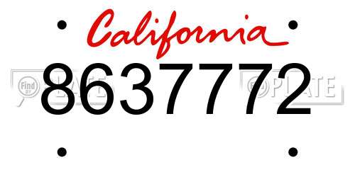 8637772 California License Plate
