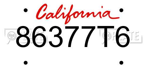 86377T6 California License Plate