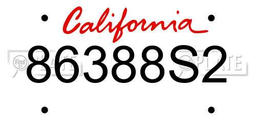 86388S2 California License Plate