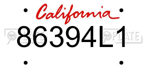86394L1 California License Plate
