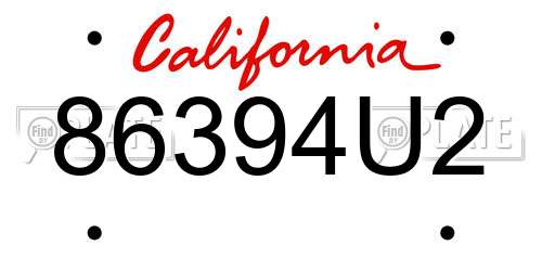 86394U2 California License Plate