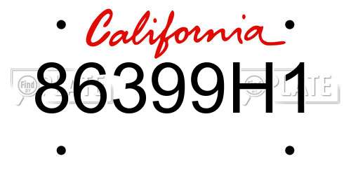 86399H1 California License Plate