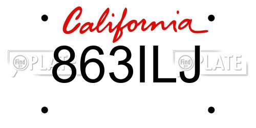 863ILJ California License Plate