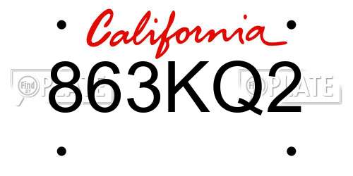 863KQ2 California License Plate