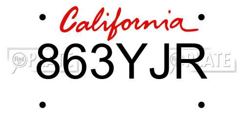 863YJR California License Plate