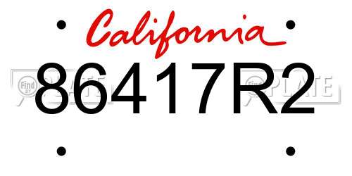 86417R2 California License Plate