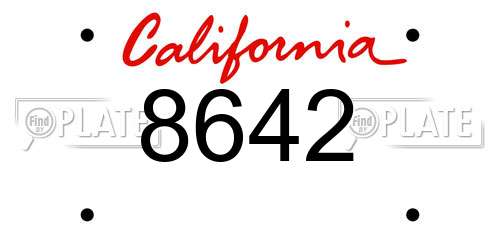 8642 California License Plate
